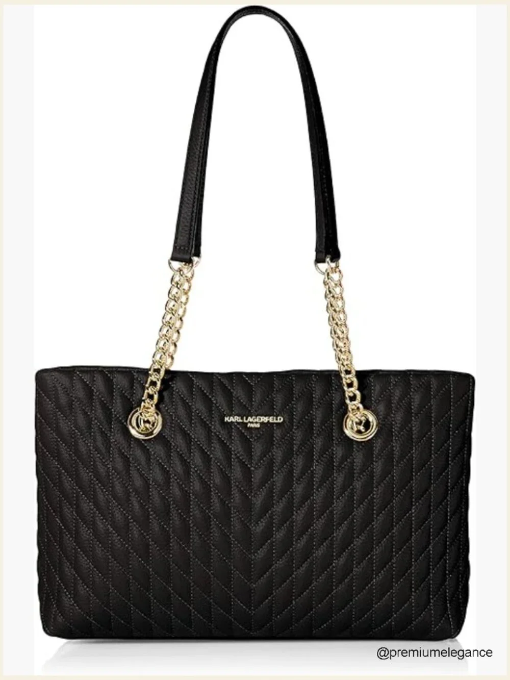 Lamb Leather Quilted Chain Tote Bag with Gold Hardware